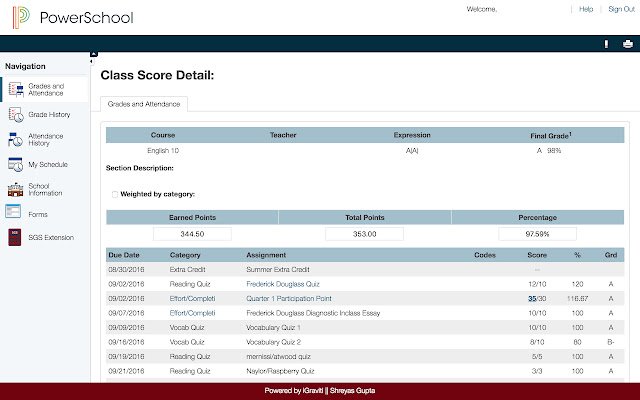 Saint Georges Powerschool Calculator  from Chrome web store to be run with OffiDocs Chromium online