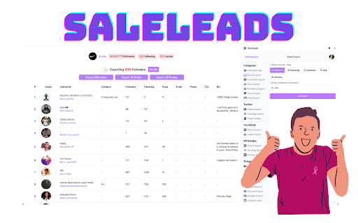 SaleLeads Automated Lead Generation Tool  from Chrome web store to be run with OffiDocs Chromium online