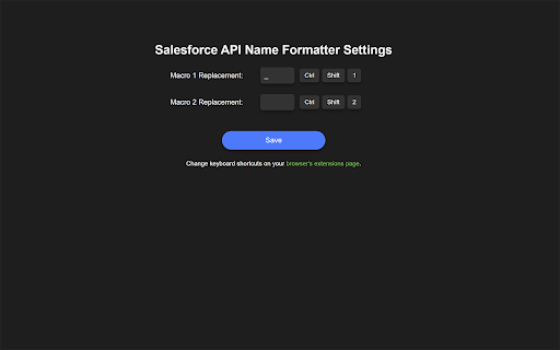 Salesforce API Name Formatter from Chrome web store to be run with OffiDocs Chromium online Salesforce API Name Formatter from Chrome web store to be run with OffiDocs Chromium online
