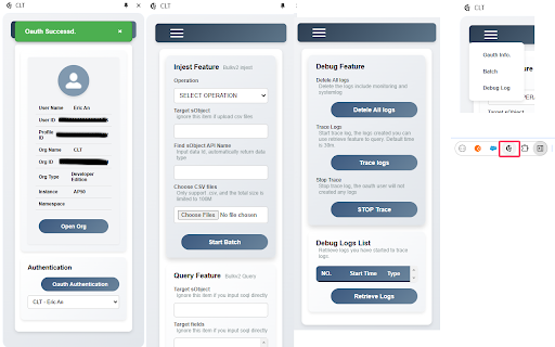 Salesforce CLT  from Chrome web store to be run with OffiDocs Chromium online