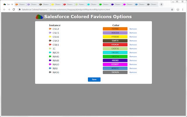 Кольорові фавіконки Salesforce із веб-магазину Chrome, які можна запускати за допомогою OffiDocs Chromium онлайн