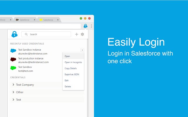 Salesforce Credentials  from Chrome web store to be run with OffiDocs Chromium online