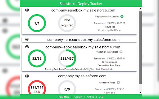 Salesforce Deploy Tracker  from Chrome web store to be run with OffiDocs Chromium online