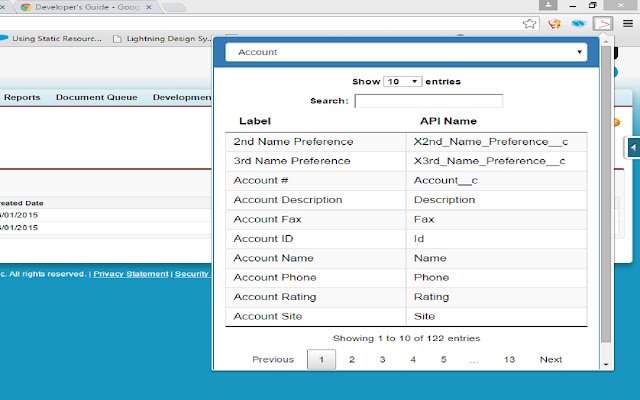 OffiDocs Chromiumオンラインで実行されるChrome WebストアのSalesforce Field Finder