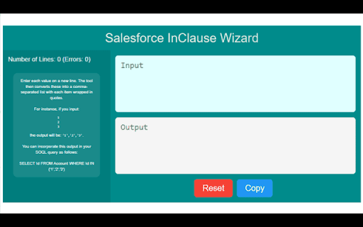 Salesforce InClause Wizard  from Chrome web store to be run with OffiDocs Chromium online