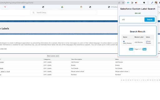 Salesforce Label Finder  from Chrome web store to be run with OffiDocs Chromium online