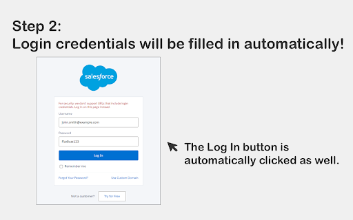 Salesforce Login via Query Strings  from Chrome web store to be run with OffiDocs Chromium online