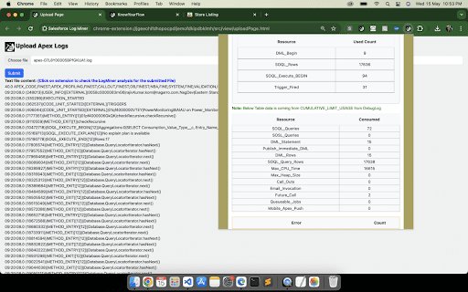 Salesforce Log MinerNow Visualize  from Chrome web store to be run with OffiDocs Chromium online