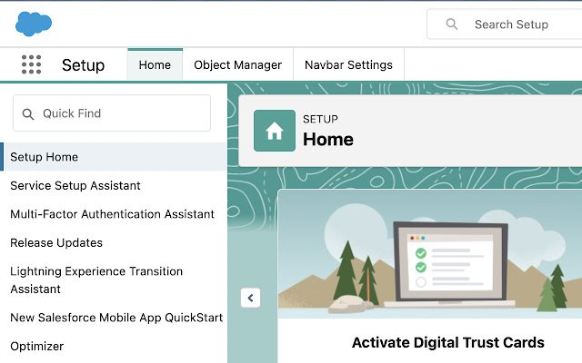 Salesforce smart setup navigation mula sa Chrome web store na tatakbo sa OffiDocs Chromium online