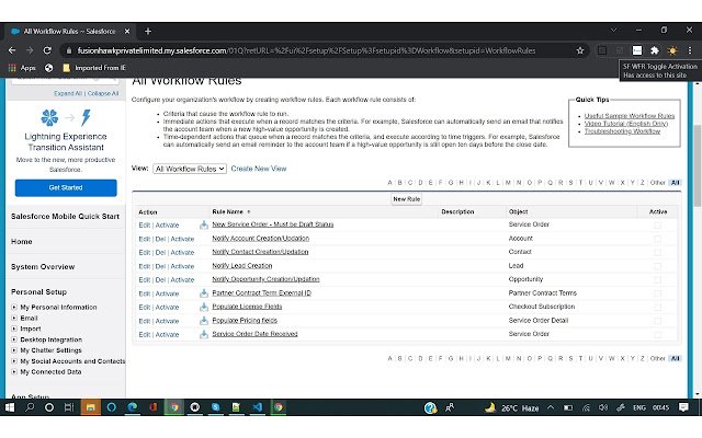 सेल्सफोर्स डब्लूएफआर क्रोम वेब स्टोर से टॉगल एक्टिवेशन को ऑफीडॉक्स क्रोमियम के साथ ऑनलाइन चलाने के लिए