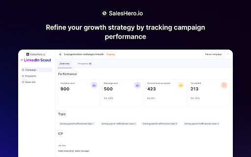 SalesHero.io LinkedIn Scout  from Chrome web store to be run with OffiDocs Chromium online