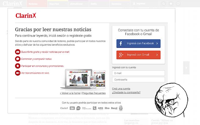 Saltar Modal de Clarín  from Chrome web store to be run with OffiDocs Chromium online