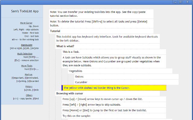 Sams ToDoList App  from Chrome web store to be run with OffiDocs Chromium online