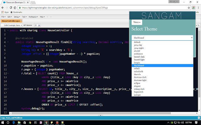 SANGAM: قم بتحسين وحدة تحكم مطوري Salesforce من متجر Chrome الإلكتروني ليتم تشغيلها باستخدام OffiDocs Chromium عبر الإنترنت