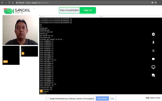 Sangkil Screensharing de Chrome web store se ejecutará con OffiDocs Chromium en línea