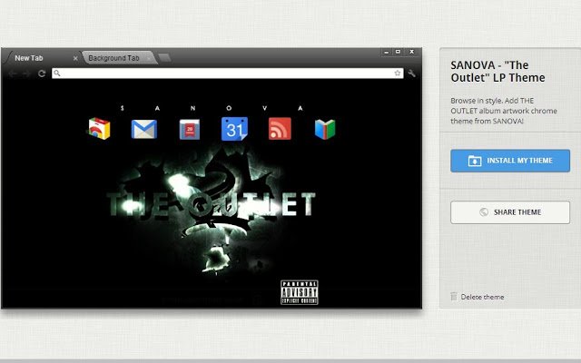 Le thème SANOVA "The Outlet" LP de la boutique en ligne Chrome sera exécuté avec OffiDocs Chromium en ligne
