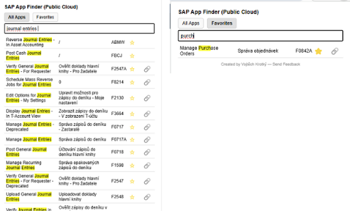 SAP App Finder (Public Cloud)  from Chrome web store to be run with OffiDocs Chromium online