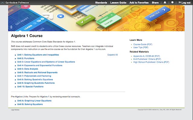 El curso SAS Algebra 1 de la tienda web de Chrome se ejecutará con OffiDocs Chromium en línea