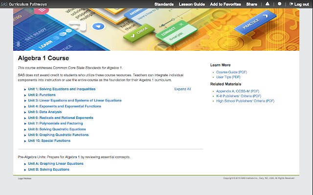 หลักสูตร SAS Algebra 1 จาก Chrome เว็บสโตร์ที่จะรันด้วย OffiDocs Chromium ทางออนไลน์
