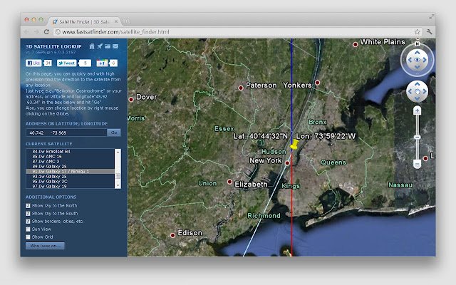 Satellite Finder App  from Chrome web store to be run with OffiDocs Chromium online