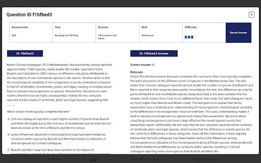 SAT® Question Bank Answer Hider  from Chrome web store to be run with OffiDocs Chromium online