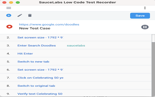 SauceLabs Low Code Recorder  from Chrome web store to be run with OffiDocs Chromium online