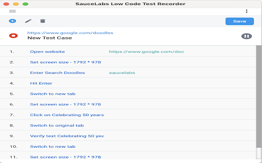SauceLabs Low Code Test Recorder from Chrome web store to be run with OffiDocs Chromium online SauceLabs Low Code Test Recorder from Chrome web store to be run with OffiDocs Chromium online