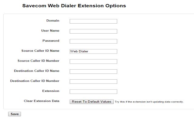 Savecom Web Dialer ze sklepu internetowego Chrome do uruchomienia z OffiDocs Chromium online