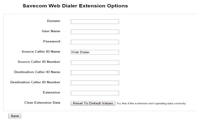 Savecom Web Dialer din magazinul web Chrome va fi rulat cu OffiDocs Chromium online