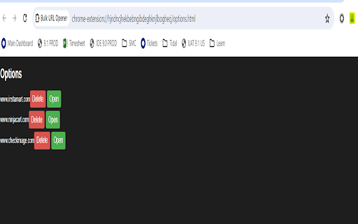Saved Bulk URL Opener  from Chrome web store to be run with OffiDocs Chromium online