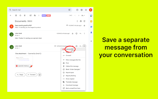 Save Emails from Gmail as PDF  from Chrome web store to be run with OffiDocs Chromium online