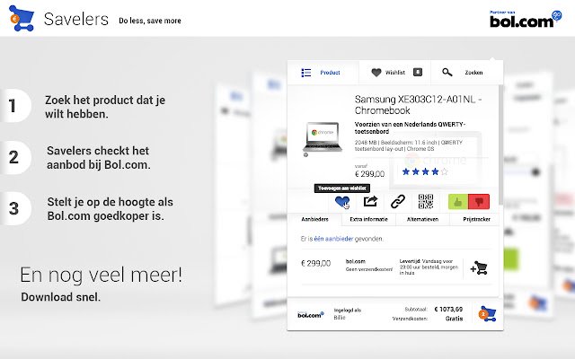 Savelers App voor Bol.com  from Chrome web store to be run with OffiDocs Chromium online