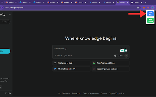 Save Tabs  from Chrome web store to be run with OffiDocs Chromium online