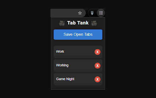 Save Tabs  from Chrome web store to be run with OffiDocs Chromium online
