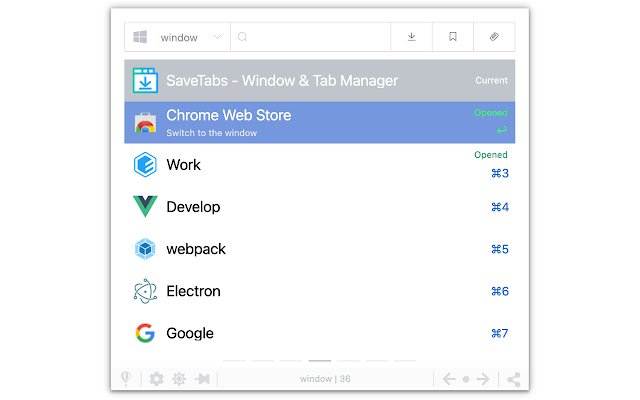 SaveTabs Window  Tab Manager  from Chrome web store to be run with OffiDocs Chromium online