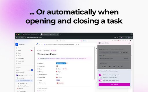 Save to ClickUp  from Chrome web store to be run with OffiDocs Chromium online