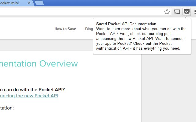 Save to Pocket (mini)  from Chrome web store to be run with OffiDocs Chromium online