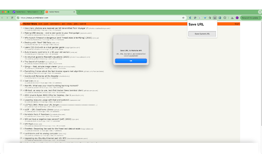 Save URL to Remote API  from Chrome web store to be run with OffiDocs Chromium online
