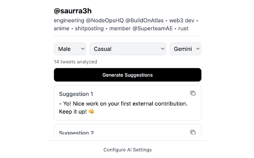 SayHi Twitter Conversation Starter  from Chrome web store to be run with OffiDocs Chromium online