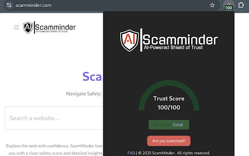 ScamMinder AI Powered Shield of Trust  from Chrome web store to be run with OffiDocs Chromium online