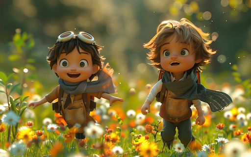 Scene of two children playing outdoors in nature  from Chrome web store to be run with OffiDocs Chromium online