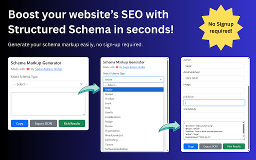 Schema Markup Generator from Chrome web store to be run with OffiDocs Chromium online Schema Markup Generator from Chrome web store to be run with OffiDocs Chromium online