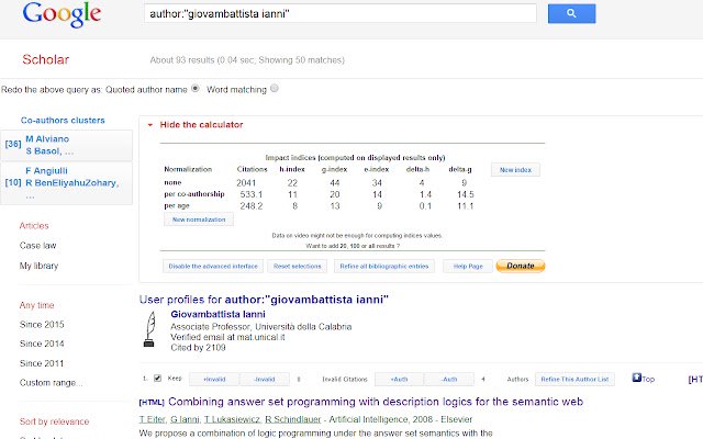 Scholar H Index Calculator for Google Chrome™  from Chrome web store to be run with OffiDocs Chromium online