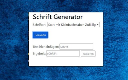 Schrift Generator  from Chrome web store to be run with OffiDocs Chromium online