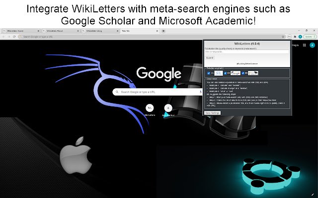 ക്രോം വെബ് സ്റ്റോറിൽ നിന്നുള്ള ശാസ്ത്ര തിരയൽ WikiLetters 1.0.5 OffiDocs Chromium ഓൺലൈനിൽ പ്രവർത്തിക്കും