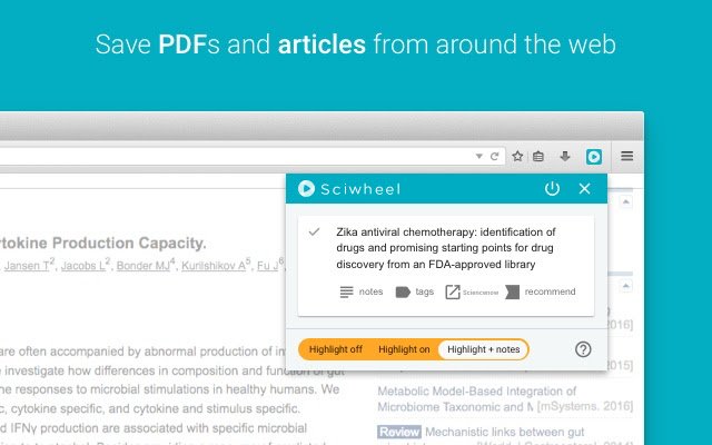 Sciwheel-browserextensie uit de Chrome-webwinkel die met OffiDocs Chromium online kan worden uitgevoerd