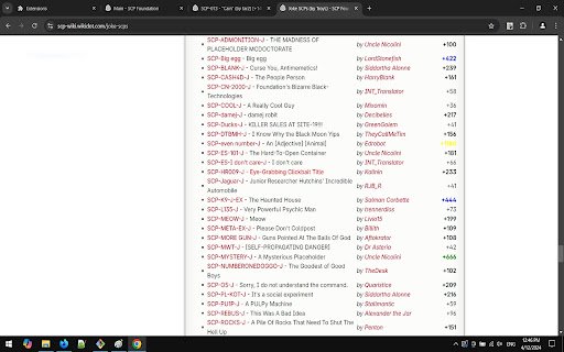 SCP Ratings in Mainlist  from Chrome web store to be run with OffiDocs Chromium online