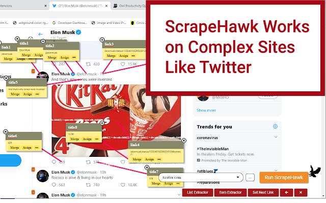 Scrape Hawk  from Chrome web store to be run with OffiDocs Chromium online