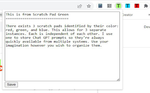 Scratch Pad Green  from Chrome web store to be run with OffiDocs Chromium online