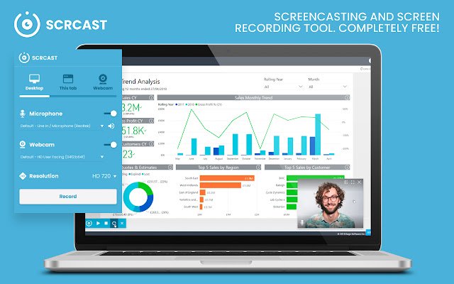 Scrcast screen recorder  from Chrome web store to be run with OffiDocs Chromium online